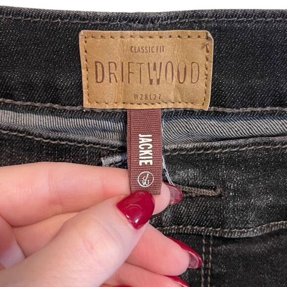 Driftwood- Women’s Jackie Embroidered Cuff Jeans Wash Black Gray, Size 28 - Picture 3 of 15